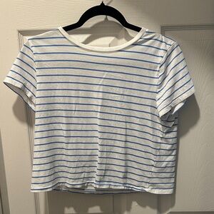 Universal Thread Blue and White Striped Tee - cropped